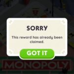 Sorry! This Reward already has been Claimed Error notification